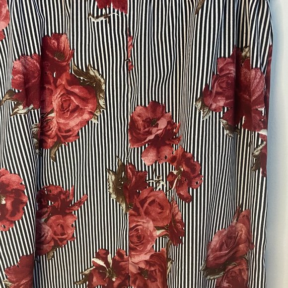 NWT Blk/White Stripe Floral Burgundy Flower Dress size M - Picture 7 of 8